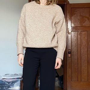 ZARA tan wool alpaca blend relaxed fit chunky knit sweater